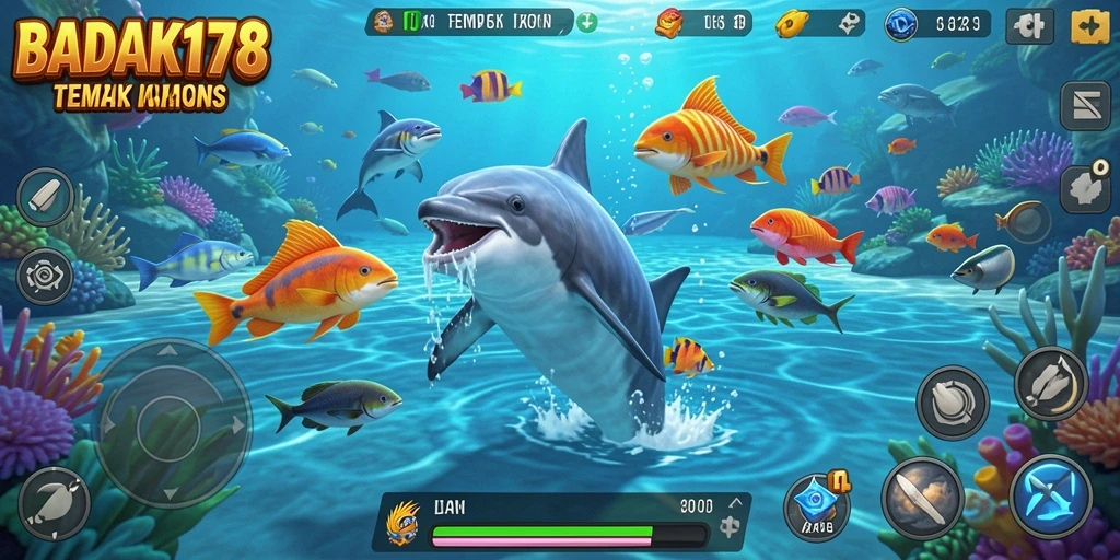 Tampilan gameplay BADAK178 yang seru dengan berbagai ikan yang menunggu untuk ditangkap.