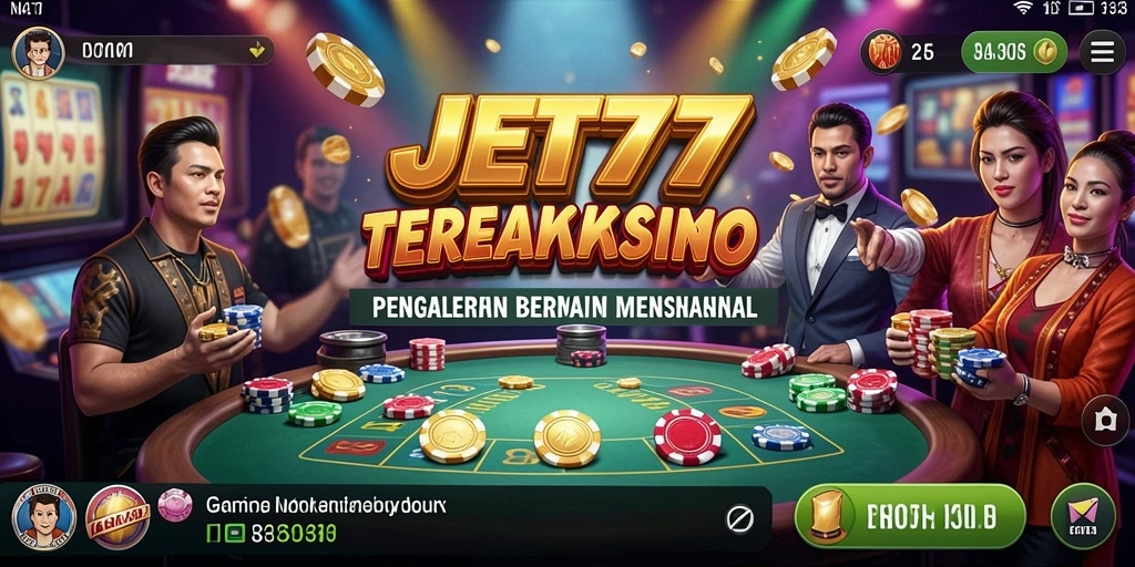 Tampilan gameplay menarik dari JET77 yang menampilkan berbagai permainan Kasino.