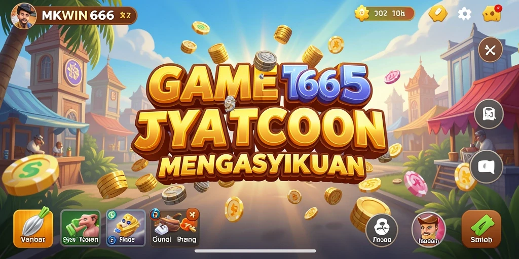 Tampilan gameplay <strong>MKWIN666</strong> menunjukkan pengelolaan bisnis yang strategis dan interaktif.