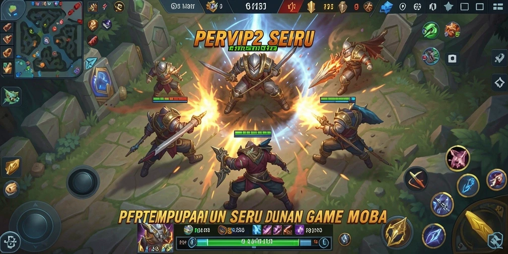 Screenshot gameplay RPVIP2 menampilkan pertempuran seru di arena MOBA.